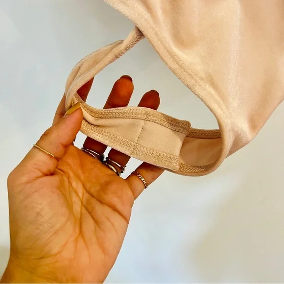 Guess | Soft Pink Velour Mock Neck Bodysuit - Picture 3 of 8